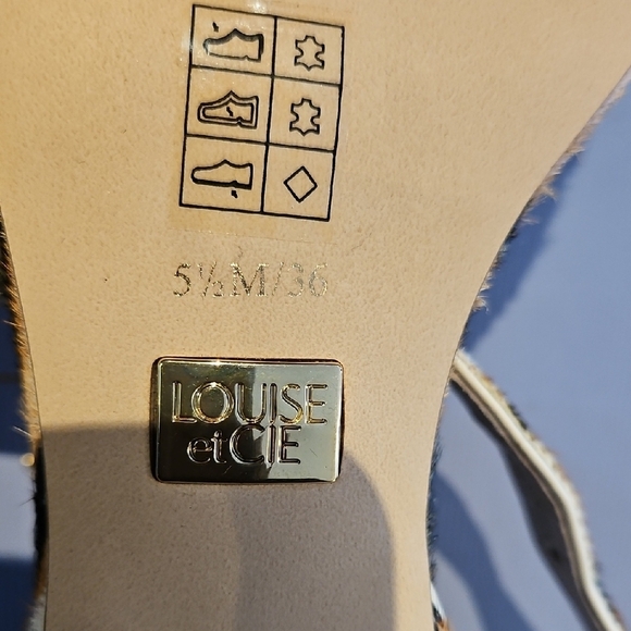 Louise et Cie White and Brown Heels with Chunky Heel and Slingback Design - Picture 6 of 7